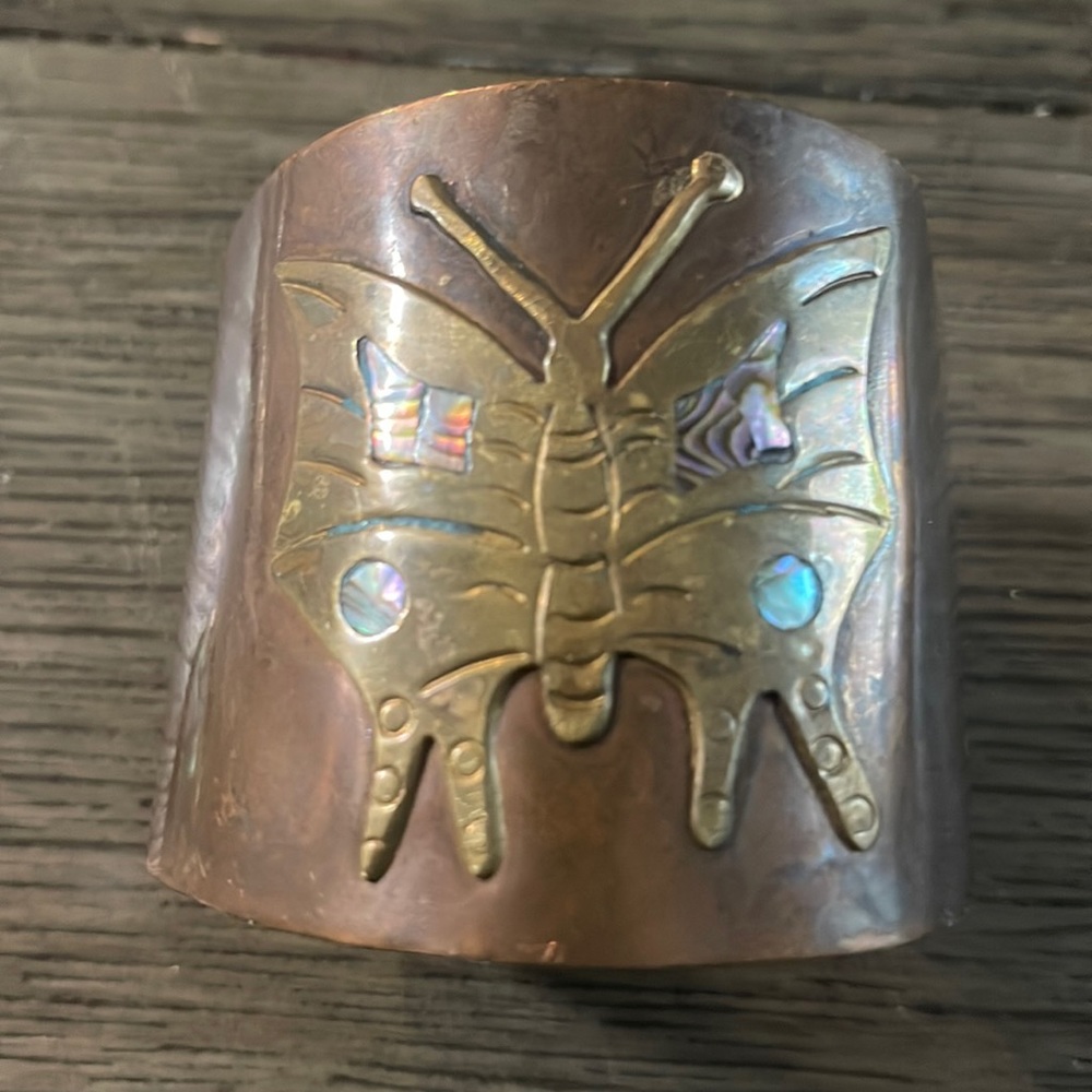 Taxco butterfly copper bracelet stamped